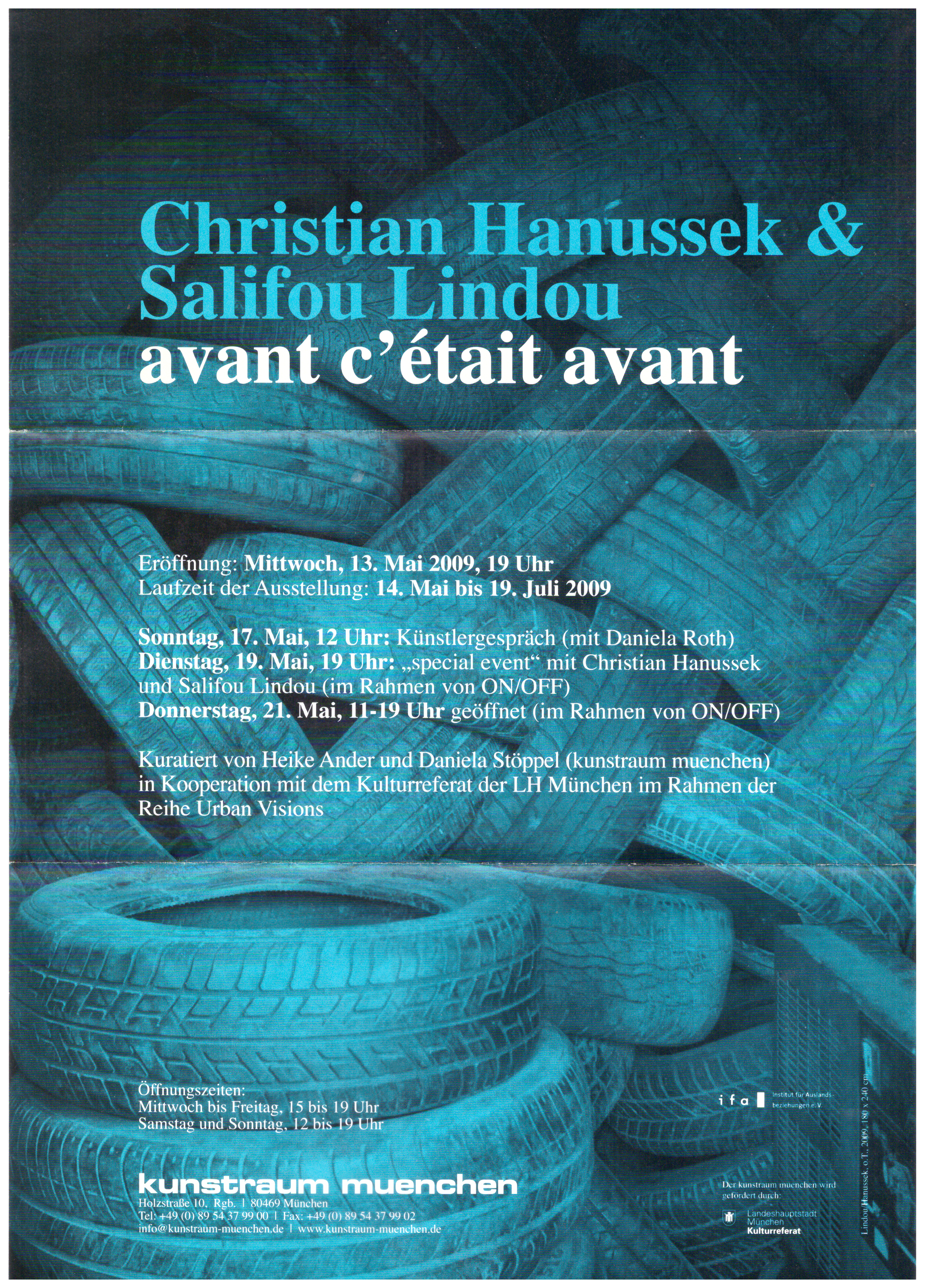 <p>Einladungskarte zur Ausstellung "Christian Hanussek & Salifou Lindou, avant c'était avant", Kunstraum München e.V., 2009, Drucksache, 29.7 × 21 cm</p>
