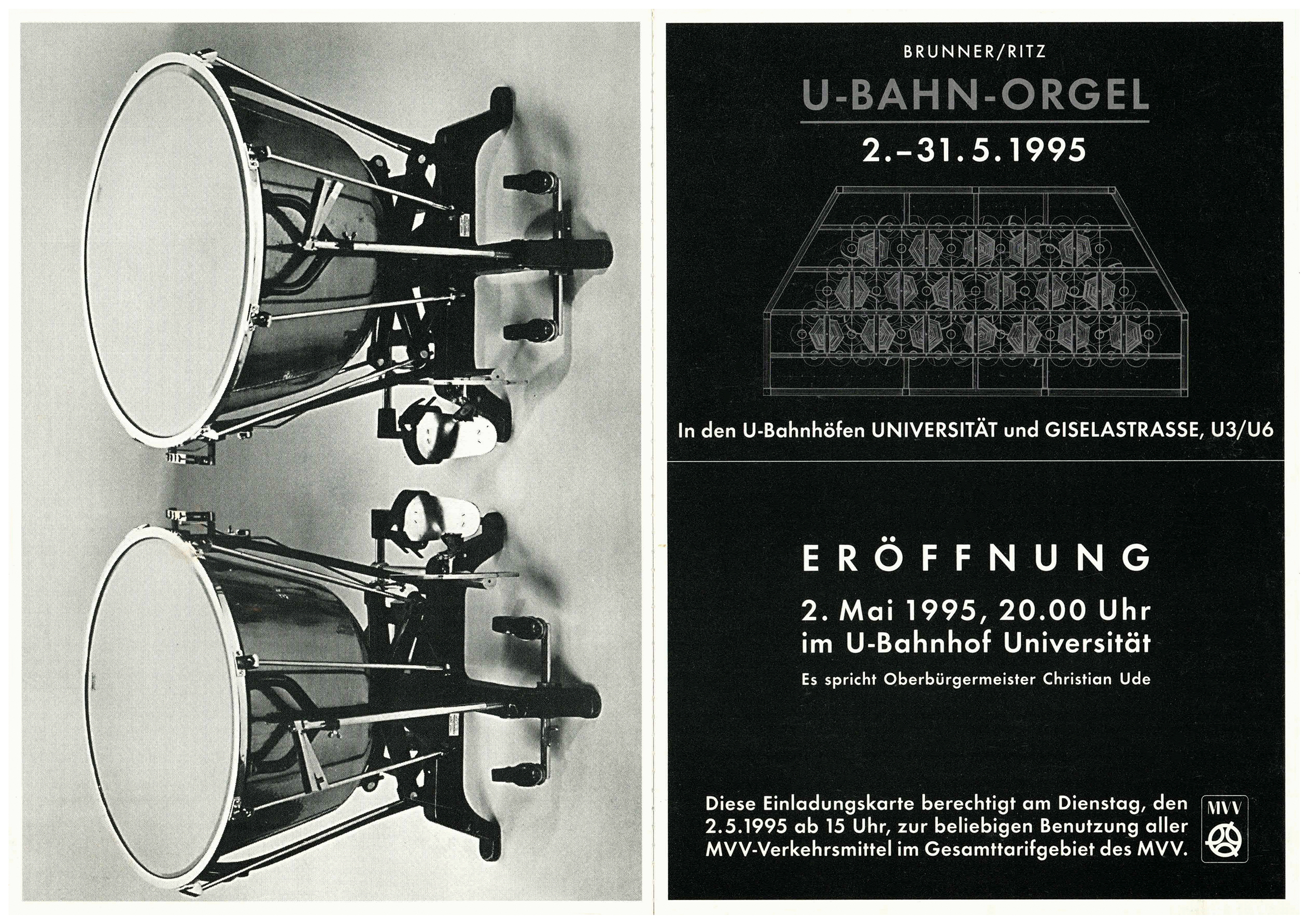 <p>Einladungskarte zur Ausstellung "Brunner/Ritz", Kunstraum München e.V., 1995, Drucksache, 14.8 × 21 cm</p>