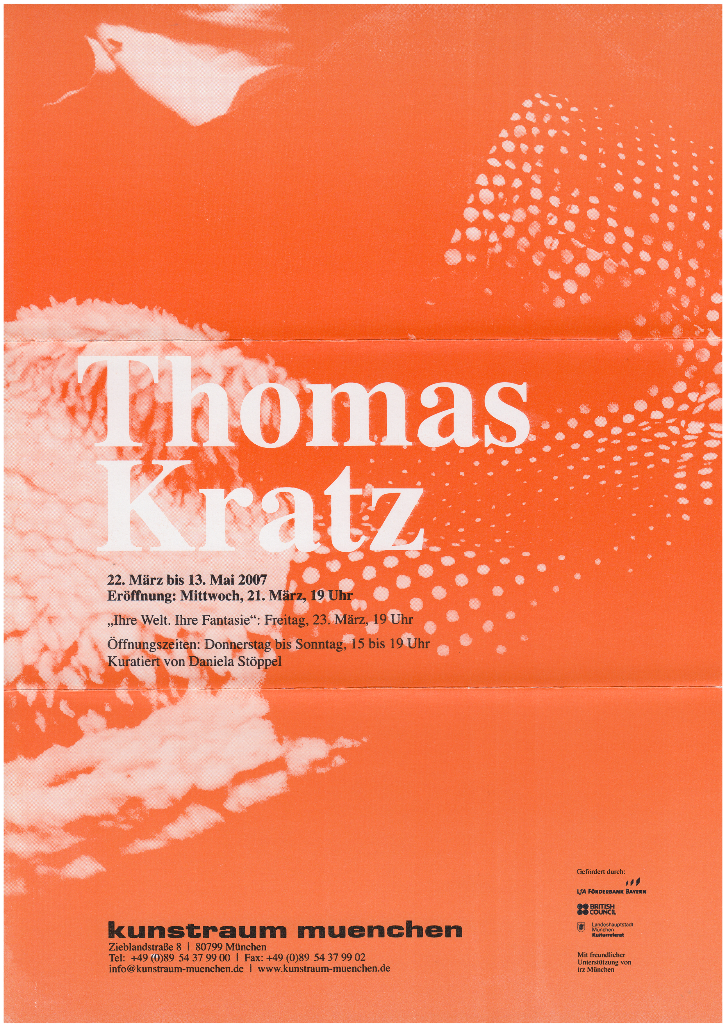 <p>Einladungskarte zur Ausstellung "Thomas Kratz", Kunstraum München e.V., 2007, Drucksache, 29,7 x 21 cm</p>