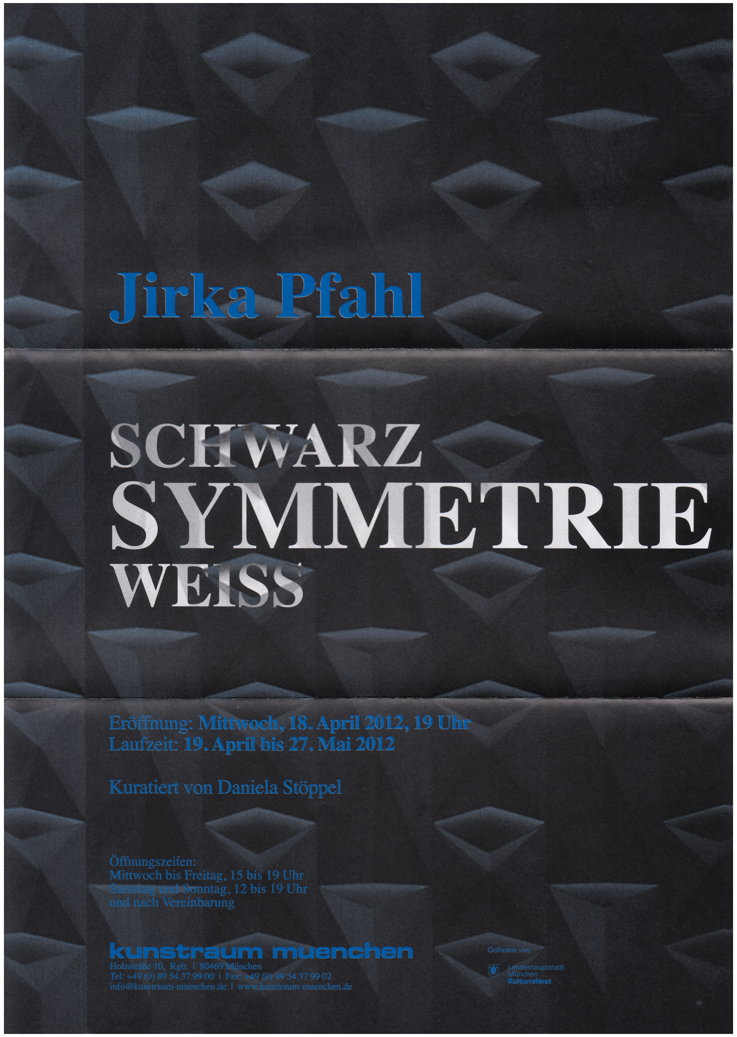 <p>Einladungskarte zur Ausstellung "Jirka Pfahl. Awareheft II", Kunstraum München e.V., 2012, Drucksache, 29.7 x 21 cm</p>