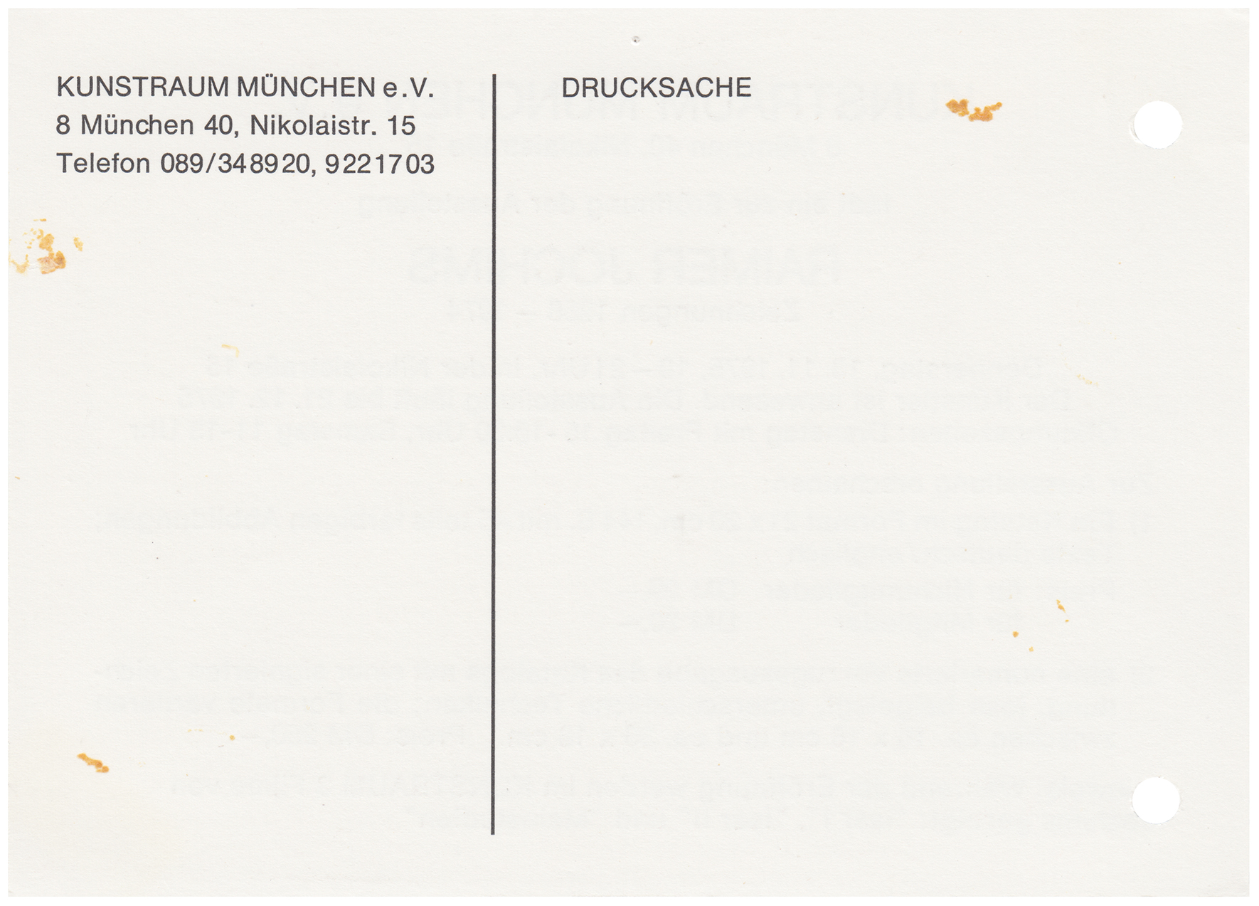 <p>Einladungskarte zur Ausstellung "Raimer Jochims. Zeichnungen/Drawings 1956–1974", Kunstraum München e.V., 1975, Drucksache, 10.3 x 14.8 cm</p>