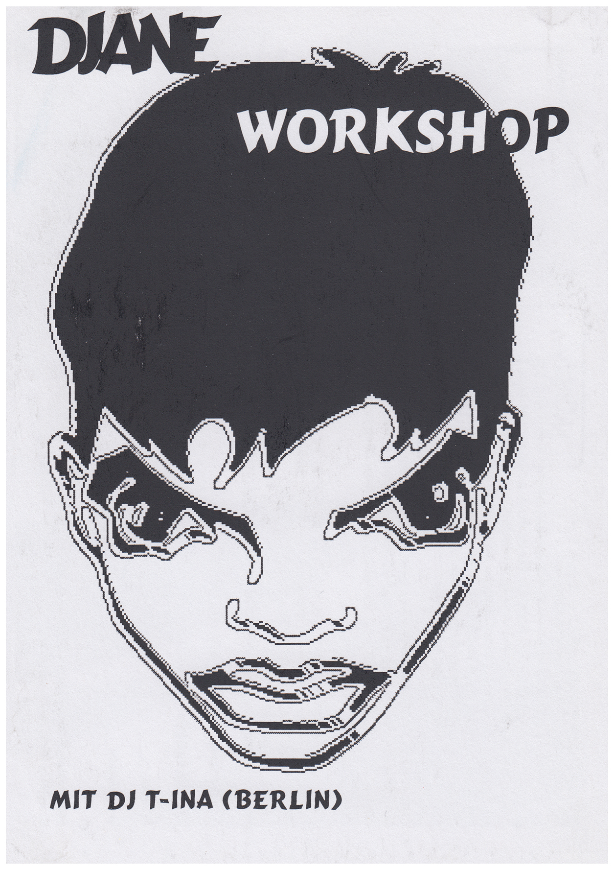 <p>Einladungskarte zur Ausstellung "Djane Workshop für Mädchen", Kunstraum München e.V., 1998, Drucksache, 10.3 x 14.8 cm</p>