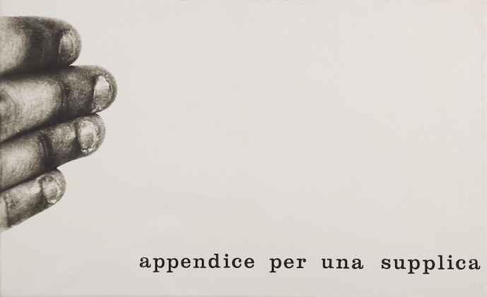 <p>Appendice per una supplica, 1971<br />Emulgierte Leinwand, 61 × 9,7 cm</p>